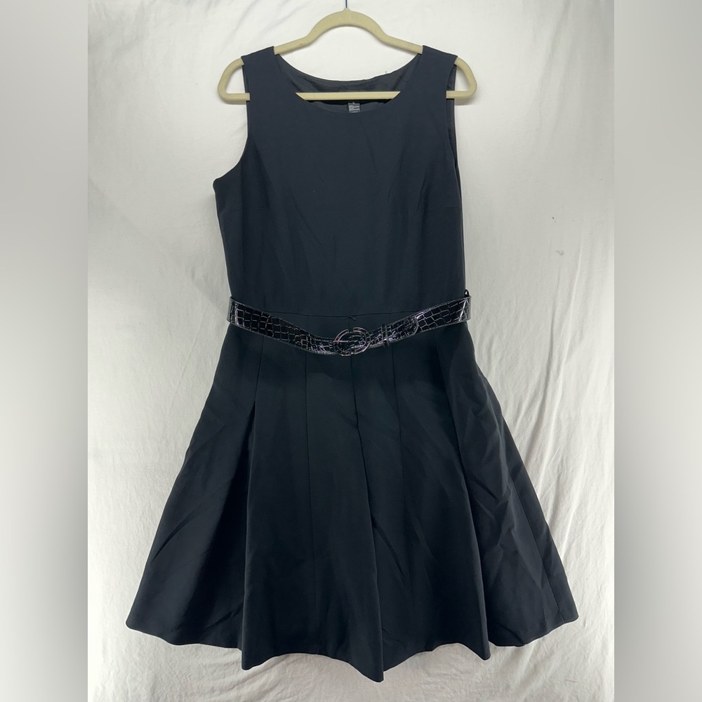 Alfani Black Sleeveless Fit and Flare Dress Belt Size 12